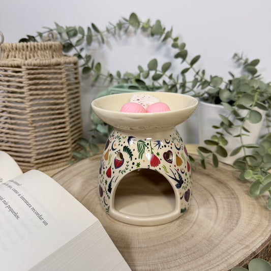 Quemador de Cera Folk Garden - Diseño Folklórico Artesanal Cerámica