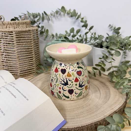 Quemador de Cera Folk Garden - Diseño Folklórico Artesanal Cerámica
