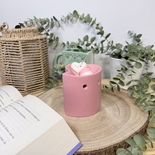 Quemador de Cera Pink Love - Diseño Corazón Rosa Cerámica