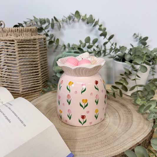 Quemador de Cera Tulip Dream - Diseño Tulipanes Rosa Cerámica