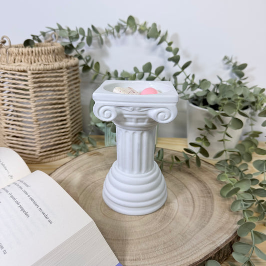 Quemador de Cera Athena - Diseño Columna Griega Blanca Cerámica