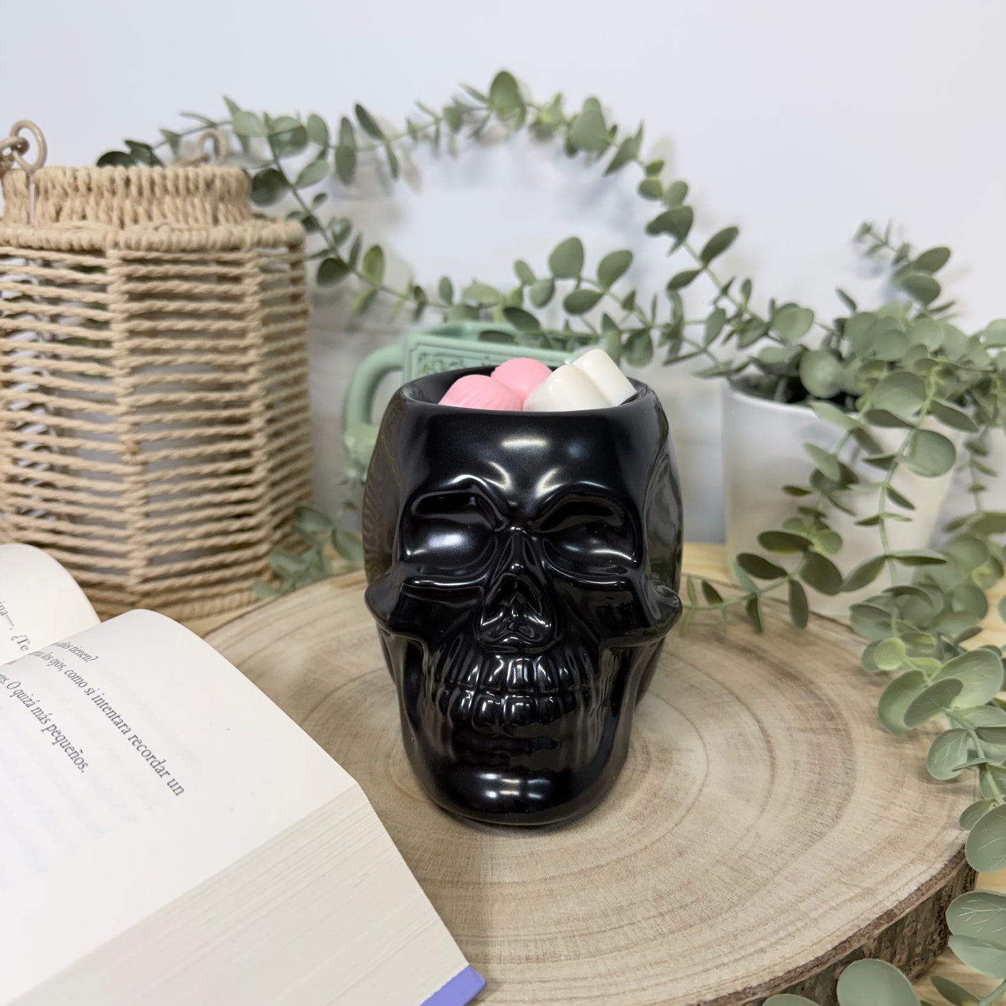 Quemador de Cera Dark Skull - Diseño Calavera Negra Cerámica