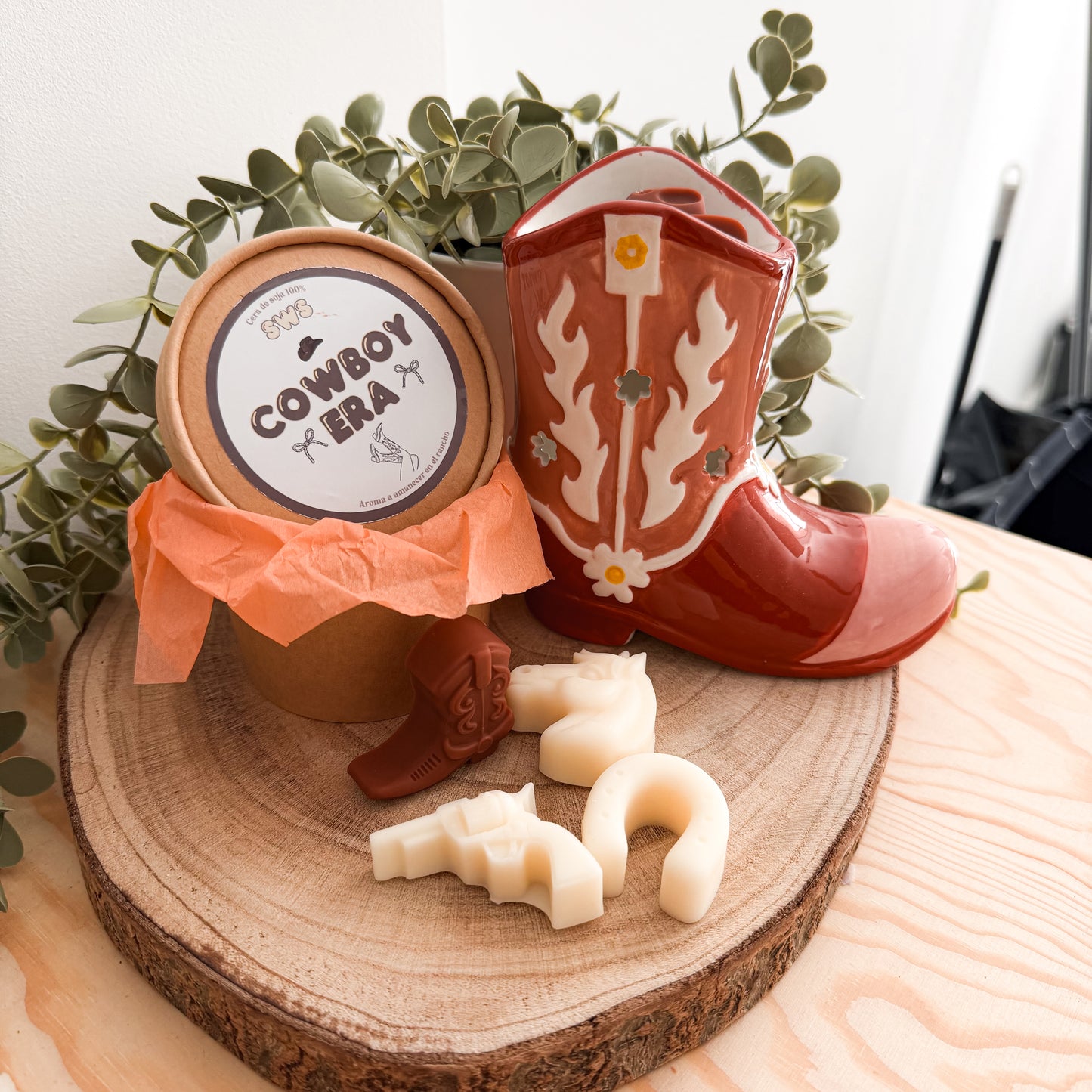 Pack Rodeo Cowboy Era - Quemador Bota Retro + Wax Melts