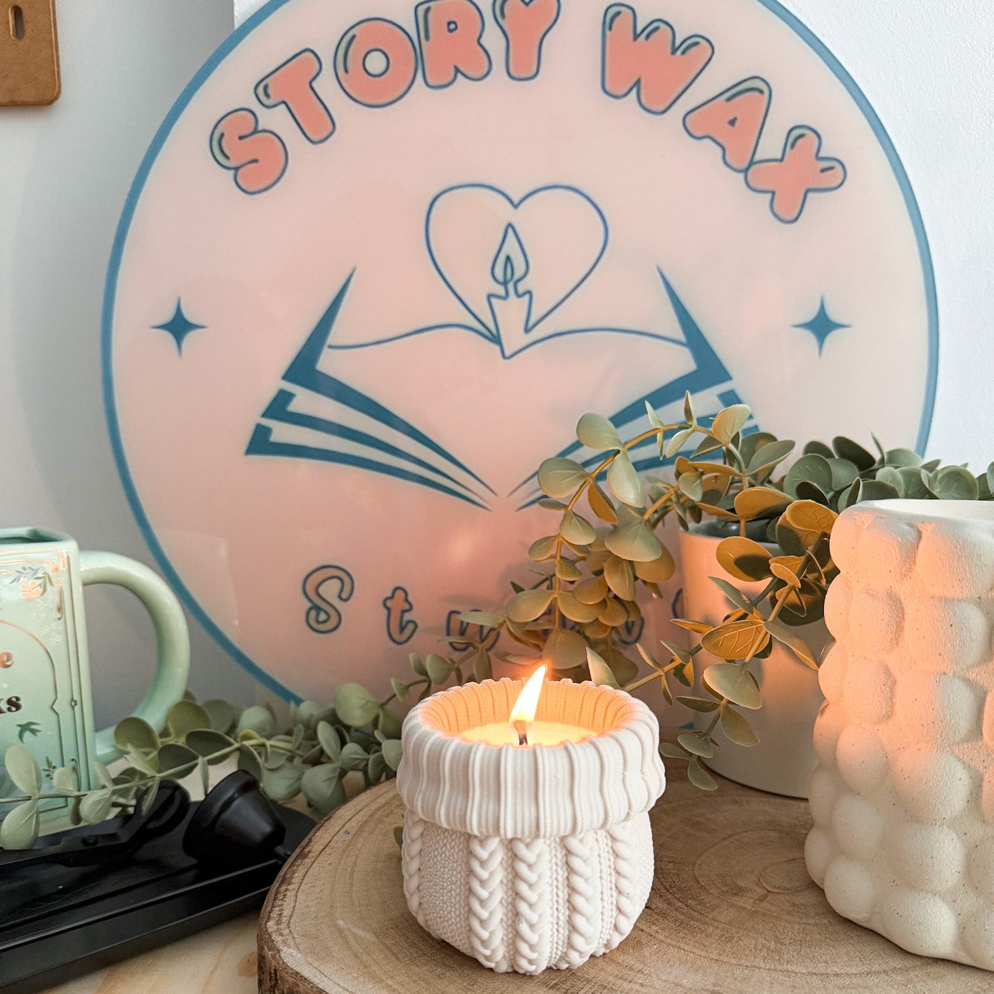 Knit Candle - Vela Artesanal de Matcha y Pepino | Colección Primavera