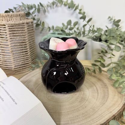 Quemador de Cera Dark Romance - Diseño Rosa Negra Cerámica
